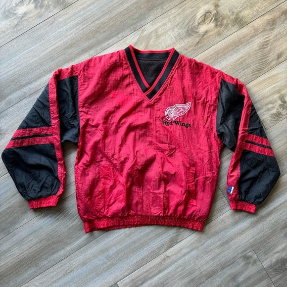 Vintage Other - Vintage Detroit Red Wings Pullover Reversible Windbreaker Sweater Size Small